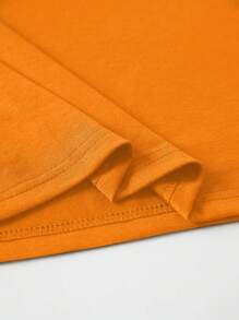 Women's Casual Hand Print & Letter Graphic T-Shirt, Spring/Summer - Orange - View 5