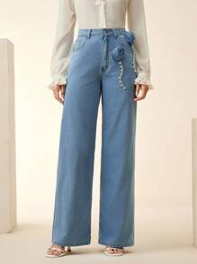 Anewsta Fashionable Women's Straight Leg Heavy-Duty Denim Jeans - Blue - View 5