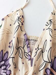 Flirla Bohemian Style Printed Beach Slip Dress - Purple - View 3