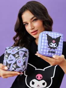 HELLO KITTY AND FRIENDS | SHEIN 1 cái/1 bộ Túi đựng đồ bằng sợi Polyester họa tiết hoạt hình, có thể dùng làm túi đựng đồ vệ sinh phụ nữ, túi đựng đồ kỹ thuật số, túi đựng đồ nhỏ, - Màu tím hoa cà - Xem 2