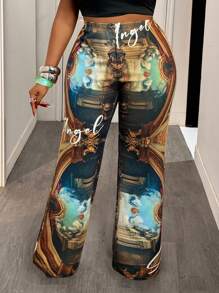 Slaydiva 2025New Arrivals Music Festival Vacation Resort Women's Full-Length Floral Print Pattern Resort Wide Leg Pants Printed Palazzo Pants Women Printed Wide Leg Pants Renaissance Print Pants Y2k Palazzo Pants Y2k Print Pants Birthday Outfits For Women - Multicolor - View 2