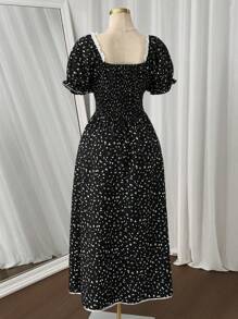 Sweetra Robe de vacances sexy et élégante avec bordure en dentelle de grande taille - Noir - Voir 4
