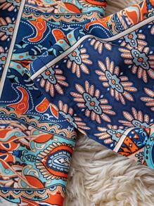 SHEIN LUNE 大码女式梭织印花休闲阔腿裤，多色，春夏假期