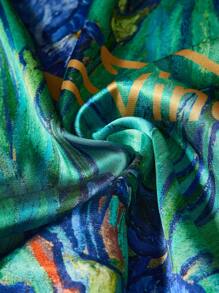 SHEIN Touch of Art Khăn choàng đầu bằng satin mềm mại, sang trọng, kích thước lớn 70*70 cm, họa tiết hoa diên vĩ màu xanh dương của Van Gogh, thích hợp làm quà tặng, dùng ngoài trời và du lịch, có thể dùng làm phụ kiện trang trí lưng, phù hợp với trang phục mùa hè, mùa xuân, đi biển, nghỉ mát, hoặc làm hoa. - Nhiều màu - Xem 7