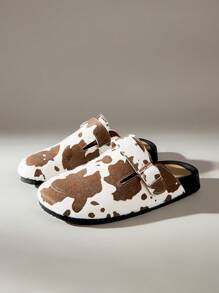 Solecia Giày lười đế bằng in họa tiết bò thời trang giản dị dành cho nữ - màu nâu - Xem 2