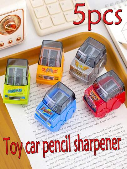 Apontador de lápis em formato de carro, 5/2/1 peça, presente criativo, papelaria para crianças, estudantes, papelaria engraçada (cor aleatória) de volta às aulas