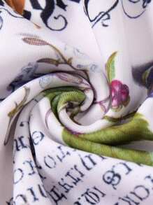 SHEIN Touch of Art Ensemble soutien-gorge et culotte grande taille avec imprimé lettres et fruits et garniture contrastée