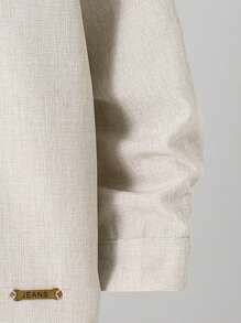 儿童男孩休闲立领纽扣衬衫，卡其色衬衫，基本款上衣，返校季，适合花园、海滩、生日