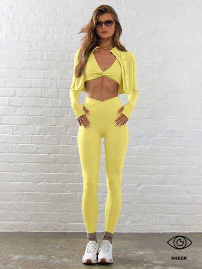 Musera Sport Crossover Midja Åtsittande Kontur Active Wear Leggings Träning Sommar Semester Gym Fitness Yoga Pilates Höst Dagligen Casual