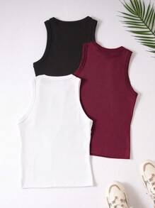 Flirla Women's Casual Versatile Solid Color Tank Top