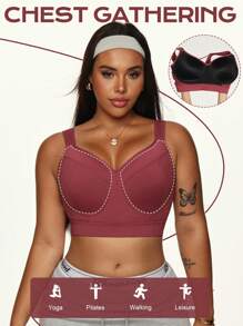 Slayform Plus Size High Support Fixed Cup Sports Bra, Lift And Shape Bust, Breathable Y2k Twilight