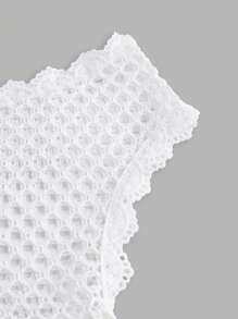 Amplova Water Soluble Lace Trim Decor Sheer Crochet Tie Front Blouse For Women White - White - View 3