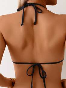 Swim Vcay Bikini nero da donna con decorazione dorata del sole, per vacanza estiva, outfit da spiaggia