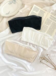 3 件套女童优雅百搭吊带背心文胸，超大罩杯，舒适弹力针织面料，薄罩杯设计凸显身材，黑色、白色、裸色 - 彩色 - 查看 2