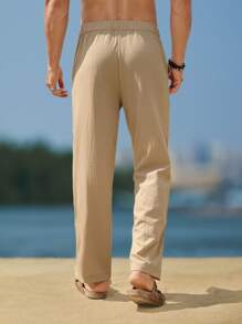 Manfinity Homme Pantaloni casual da uomo a gamba affusolata di colore unito