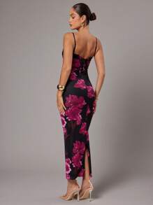 Silquee Váy in hoa lãng mạn cỡ lớn màu xanh lá cây thanh lịch, thích hợp cho đầu mùa xuân, ngày lễ tình nhân, ngày lễ Váy bó ren lãng mạn màu xanh lá cây xô thơm và đỏ nhạt, thích hợp cho ngày lễ tình nhân, tiệc tùng, ngày lễ lãng mạn, váy phù dâu, váy dạ hội, trang phục hàng ngày, tiệc sinh nhật - màu đen - Xem 2