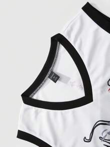 ROMWE MEN Men's Anime Street Style American Dragon Scale Basketball Jersey - White - View 8