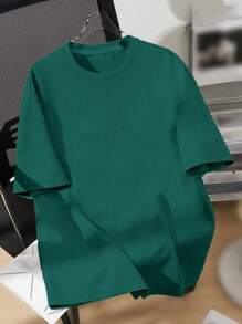 SHEIN Teen Boy Casual Graphic Short Sleeve T-Shirt, Suitable For Summer - Dark Green - View 2