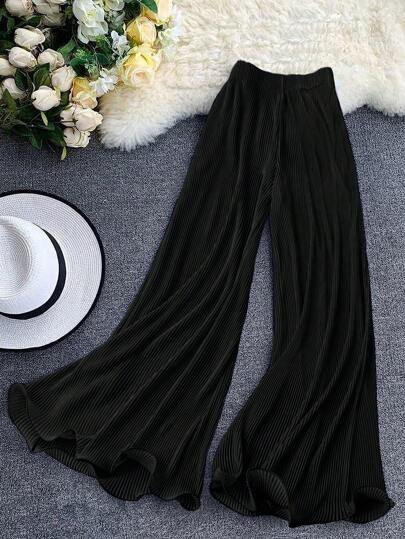 Franclia Plus Size Solid Color Casual Versatile Wide Leg Pants Fall Cloth For Women