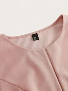 SHEIN Clasi 女士优雅圆领七分袖粉色蕾丝拼接外套 秋季女装 - 粉色 - 查看 8