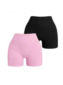 Easithlete 女式纯色高腰休闲健身短裤骑行短裤 - 彩色 - 查看 4