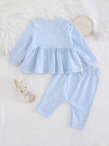 Cozy Pixies 新生儿两件套：柔软针织圆领长袖开衫和松紧腰长裤