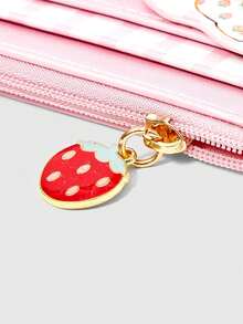 Strawberry Shortcake | ROMWE Portacarné con diseño de dibujos animados, billetera para tarjeta de transporte, monedero con cremallera - Rosa Pálido - Ver 6