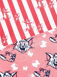 TOM & JERRY X SHEIN Fashionable Striped And Kitty Print 3-Grid Wall Organizer