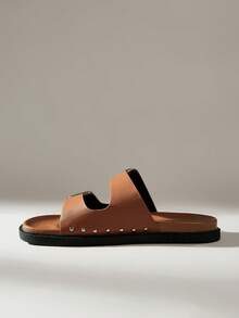 Solecia Women's Double Buckle Thick Soled Sandals - Brown - View 3