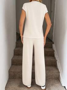 Easowa Sets For Women Clothing 2 Pieces Travel Outfits Spring Summer Matching Lounge Sets Casual Sets - Apricot - View 2