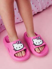 HELLO KITTY AND FRIENDS | SHEIN Pink Cartoon Girl Children's Slippers, EVA Material Lightweight Non-Slip, Toe Protection, Waterproof, Suitable For Indoor, Shower Or Beach Use, Toddler & Little Kid Sizes,Summer Outfits, Spring Outfits,Beach, Vacation - Pink - View 2