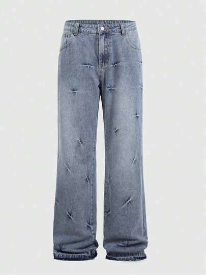Street Life Jeans casual da uomo in denim a tinta unita con design pratico delle tasche