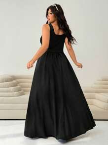 Solflare 大码无袖长款秋千连衣裙 - 黑色 - 查看 2