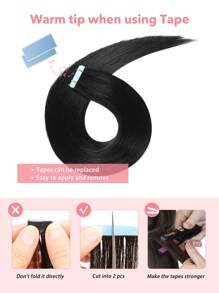 Jet Black Color #1 Human Hair Extensions Tape In Hair Extensions Real Remy Human Hair Invisible Seamless Skin Weft Human Hair Tape In Extensions - S1 - View 5