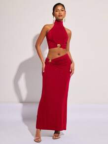 COSMINA Women's Elegant Metal Decor Blouse, Suitable For Spring/Summer