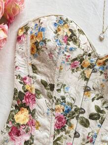 Soleia 女士夏季优雅花卉印花抹胸上衣 - 彩色 - 查看 6