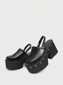 Sugerpunk Sandalias de plataforma con tira en la Top, tacón de cuña súper alto de 11 cm y suela gruesa para mujer