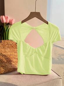 Comfortcana 女式夏季休闲纯色镂空背心衬衫