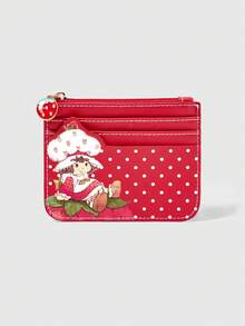Strawberry Shortcake | ROMWE 草莓卡通图案公交卡包拉链零钱包钥匙扣 - 紅色 - 查看 3