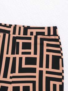 SHEIN Teen Girls Halter Top & Geo Print Flare Leg Pants