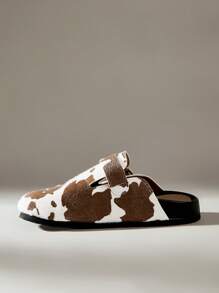 Solecia Giày lười đế bằng in họa tiết bò thời trang giản dị dành cho nữ - màu nâu - Xem 3