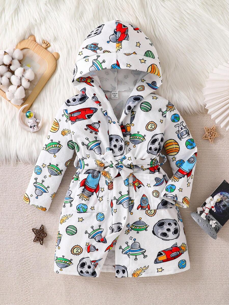 Ropa de estar en casa con un patrón lindo y divertido para niño pequeño, adorable y cómoda - Blanco - Ver 1