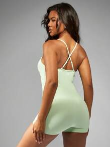 MISSGUIDED Yoga Dance Unitard Jumpsuit Athletic Romper Workout Sport Exercise Activewear Ballet Cross Back One Piece Bodysuit Summer Spring