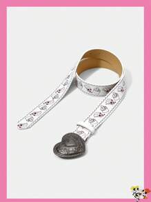 THE POWERPUFF GIRLS X SHEIN 1pc Heart Buckle Blossom, Bubbles, Buttercup Pattern Waist Belt For Women - Multicolor - View 2