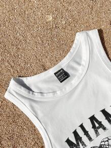 SHEIN EZwear 白色无袖上衣，饰有休闲迈阿密海龟图案，适合夏季、度假、海滩穿着，34% 棉。迈阿密图案背心，白色图案露脐上衣，夏季上衣，女士度假迈阿密背心，女士夏季背心，白色露脐上衣，夏季度假上衣，海龟图案T恤，女士夏季上衣，返校季上衣 - 白色 - 查看 10