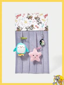 TOM & JERRY X SHEIN 卡通字母图案毛毡布收纳 - 淺灰色 - 查看 2