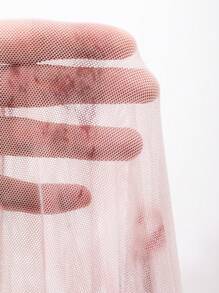 DAZY 女士花卉 3D V 领网眼长袖衬衫，适合派对、情人节 - 粉色 - 查看 12