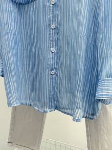 INAWLY Camisa de manga larga con bolsillo frontal, estampado de rayas y botones, de estilo casual