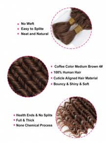 2 chiếc tóc tết số lượng lớn không có sợi ngang sóng sâu móc tóc người màu trơn 4# tóc người nguyên chất màu nâu đỏ trung bình tóc tết không thắt nút cho phụ nữ trang phục Halloween - S4# - Xem 4