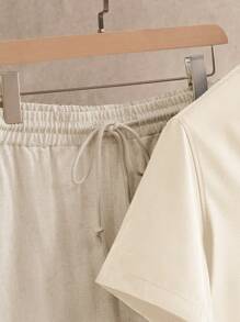 Manfinity VCAY 2 pièces/set Chemise décontractée à manches courtes, col Mao ajustée pour hommes - Nude - Voir 4